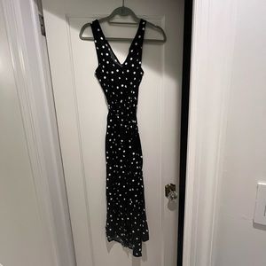 NWT a new day black polka dot tie waist dress size xs